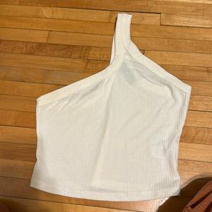 Lioness One Shoulder Crop Top White